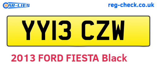 YY13CZW are the vehicle registration plates.