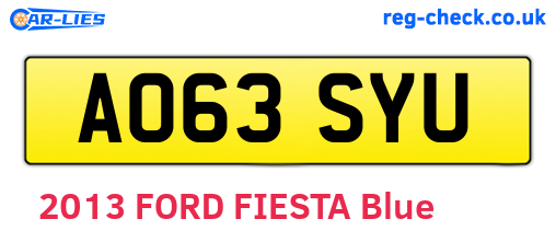 AO63SYU are the vehicle registration plates.