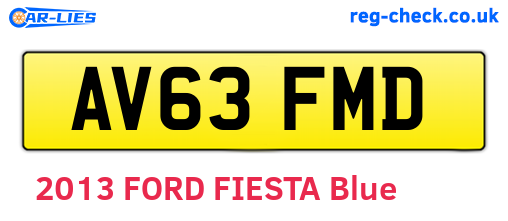 AV63FMD are the vehicle registration plates.