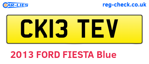 CK13TEV are the vehicle registration plates.