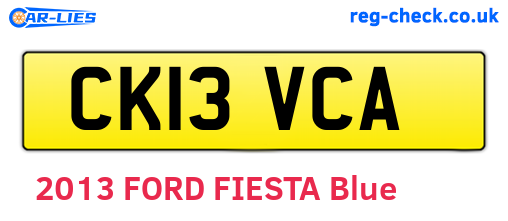CK13VCA are the vehicle registration plates.