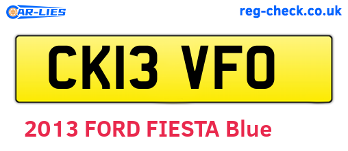 CK13VFO are the vehicle registration plates.