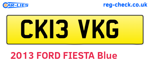 CK13VKG are the vehicle registration plates.