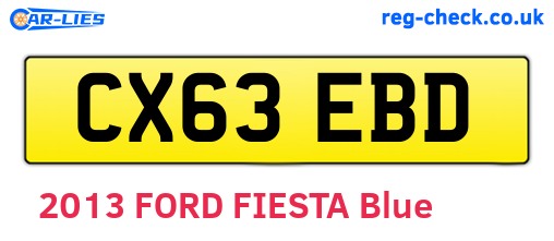CX63EBD are the vehicle registration plates.
