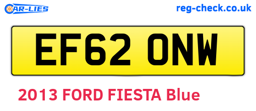 EF62ONW are the vehicle registration plates.