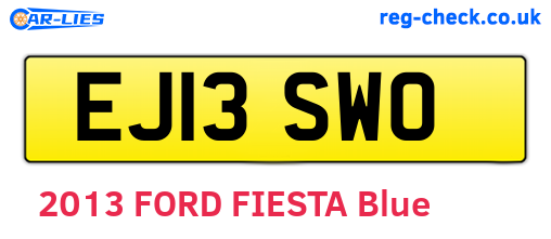 EJ13SWO are the vehicle registration plates.