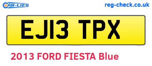 EJ13TPX are the vehicle registration plates.