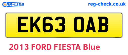EK63OAB are the vehicle registration plates.