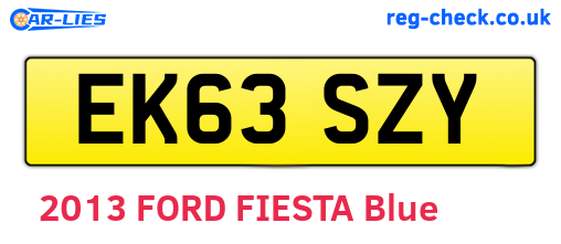 EK63SZY are the vehicle registration plates.