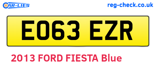 EO63EZR are the vehicle registration plates.