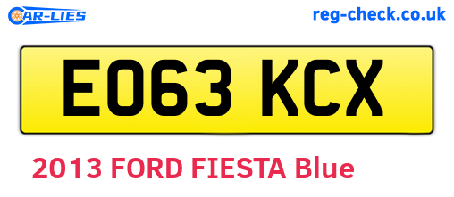 EO63KCX are the vehicle registration plates.