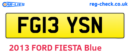 FG13YSN are the vehicle registration plates.