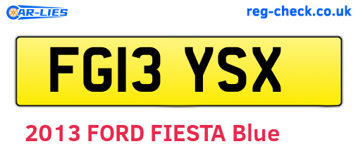 FG13YSX are the vehicle registration plates.