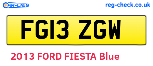 FG13ZGW are the vehicle registration plates.