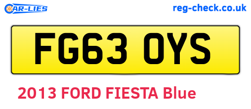FG63OYS are the vehicle registration plates.