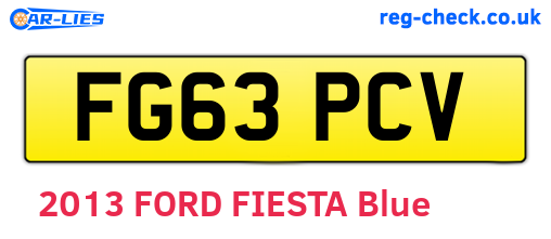 FG63PCV are the vehicle registration plates.