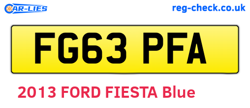 FG63PFA are the vehicle registration plates.