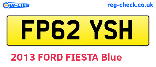 FP62YSH are the vehicle registration plates.