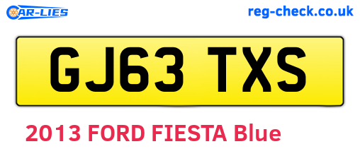 GJ63TXS are the vehicle registration plates.
