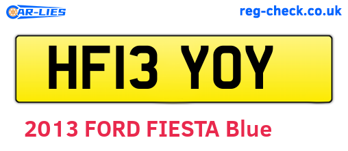 HF13YOY are the vehicle registration plates.