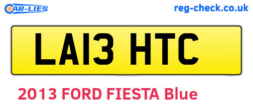 LA13HTC are the vehicle registration plates.