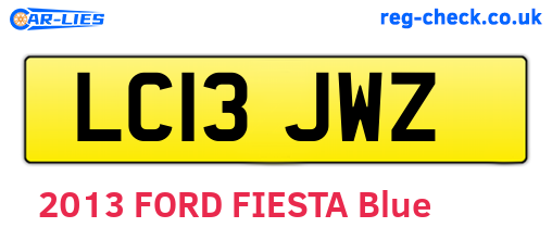 LC13JWZ are the vehicle registration plates.