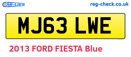 MJ63LWE are the vehicle registration plates.