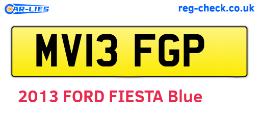 MV13FGP are the vehicle registration plates.