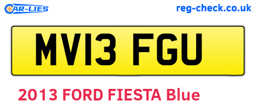 MV13FGU are the vehicle registration plates.