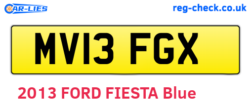 MV13FGX are the vehicle registration plates.