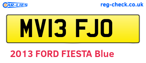 MV13FJO are the vehicle registration plates.