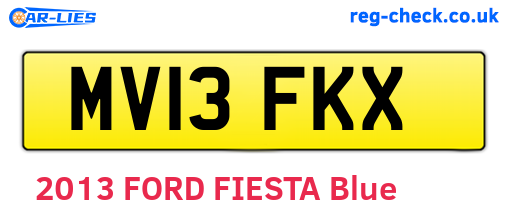 MV13FKX are the vehicle registration plates.