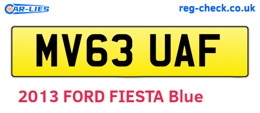 MV63UAF are the vehicle registration plates.