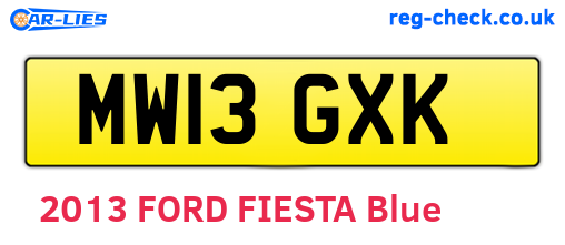MW13GXK are the vehicle registration plates.