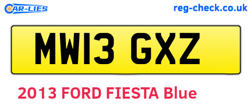 MW13GXZ are the vehicle registration plates.