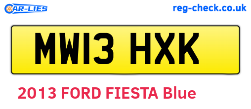 MW13HXK are the vehicle registration plates.