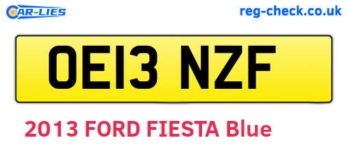 OE13NZF are the vehicle registration plates.