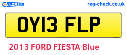 OY13FLP are the vehicle registration plates.