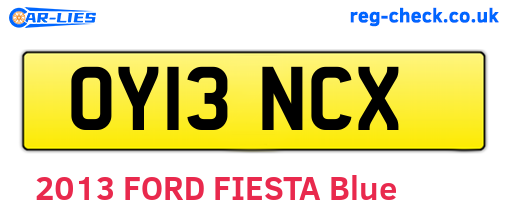 OY13NCX are the vehicle registration plates.