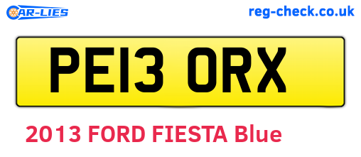 PE13ORX are the vehicle registration plates.