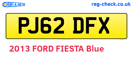 PJ62DFX are the vehicle registration plates.