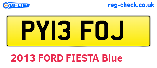 PY13FOJ are the vehicle registration plates.
