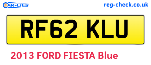 RF62KLU are the vehicle registration plates.