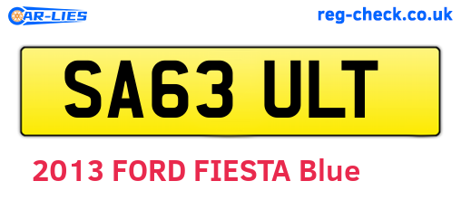 SA63ULT are the vehicle registration plates.