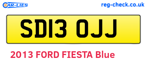 SD13OJJ are the vehicle registration plates.