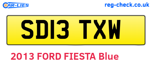 SD13TXW are the vehicle registration plates.