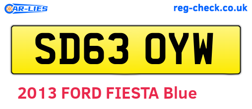 SD63OYW are the vehicle registration plates.