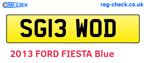 SG13WOD are the vehicle registration plates.