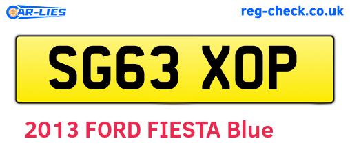 SG63XOP are the vehicle registration plates.