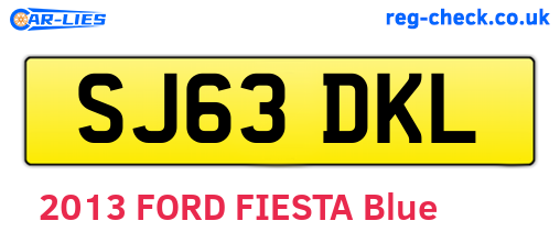 SJ63DKL are the vehicle registration plates.